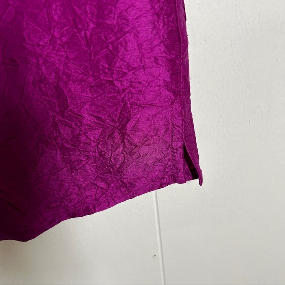 Eileen Fisher Purple Silk Mandarin Frog Closure Patterned Sleeveless Top Medium - Picture 4 of 6